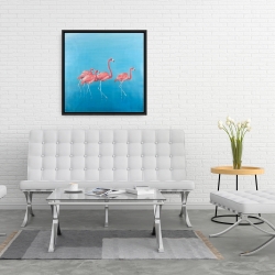 Framed 24 x 24 - Four flamingos