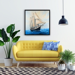 Framed 24 x 24 - Ship gently sailing by a sunny day