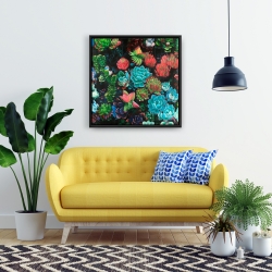 Framed 24 x 24 - Set of colorful succulents