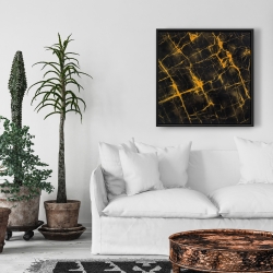 Framed 24 x 24 - Black and gold marble