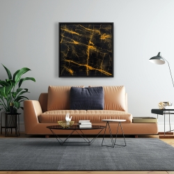 Framed 24 x 24 - Black and gold marble texture
