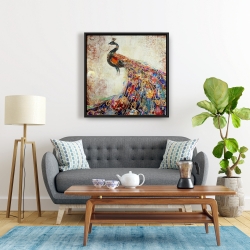 Framed 24 x 24 - Majestic peacock