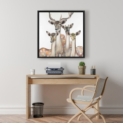 Framed 24 x 24 - Group of abstract deers