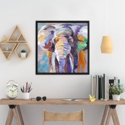 Framed 24 x 24 - Elephant in pastel color