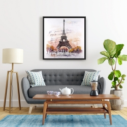 Framed 24 x 24 - Eiffel tower sketch with an handwritten message