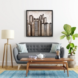 Framed 24 x 24 - Striped skyscrapers