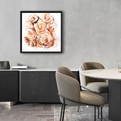 Framed 24 x 24 - Abstract roses with sepia style