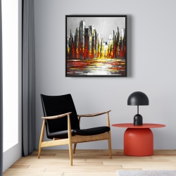Framed 24 x 24 - Abstract red skyline