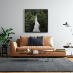 Framed 24 x 24 - Suspended bridge in the forest