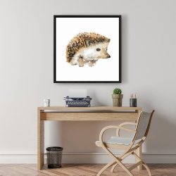 Framed 24 x 24 - Watercolor hedgehog