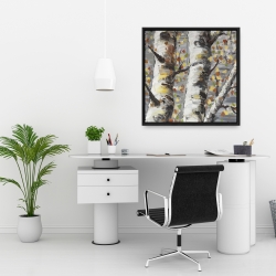 Framed 24 x 24 - Budding white birches 1
