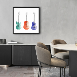 Framed 24 x 24 - Three guitars