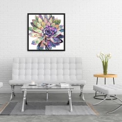 Framed 24 x 24 - Multicolored succulent 