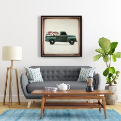 Framed 24 x 24 - Flowers farm truck