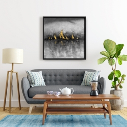 Framed 24 x 24 - Gold sailboats