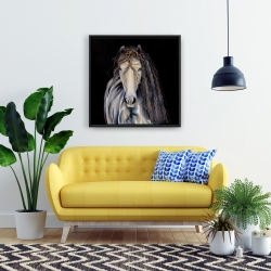 Framed 24 x 24 - Abstract horse with curly mane