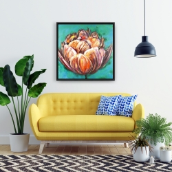 Framed 24 x 24 - Abstract double tulips flower