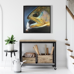 Framed 24 x 24 - Golden trout with fly fishing flie