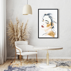 Framed 24 x 36 - Right side watercolor serenely lady portrait