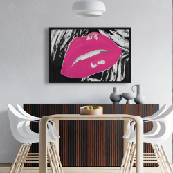 Framed 24 x 36 - Kissable pink glossy lips