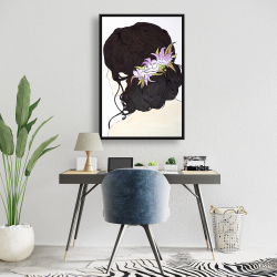 Framed 24 x 36 - Woman from behind with pink flowers