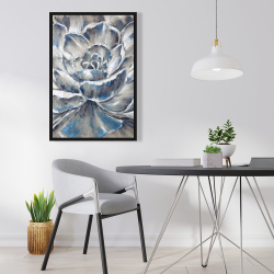 Framed 24 x 36 - Gray and blue flower