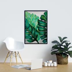 Framed 24 x 36 - Three big exotic plant leaves