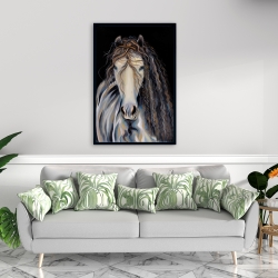 Framed 24 x 36 - Abstract horse with curly mane