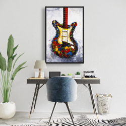 Framed 24 x 36 - Colorful guitar