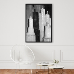 Framed 24 x 36 - Abstract black and white cityscape