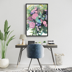 Framed 24 x 36 - Melody of fuchsia flowers