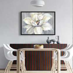 Framed 24 x 36 - White flower on wood