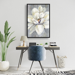 Framed 24 x 36 - White flower on wood