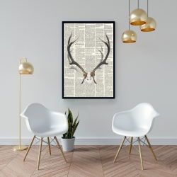 Framed 24 x 36 - Deer horns with newspaper