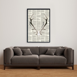 Framed 24 x 36 - Deer horns on newspaper