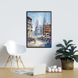 Framed 24 x 36 - Busy street by a sunny day