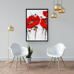 Framed 24 x 36 - Red poppies with texture