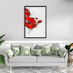 Framed 24 x 36 - Abstract red flowers with texture