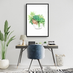 Framed 24 x 36 - Succulent assortment in a pot