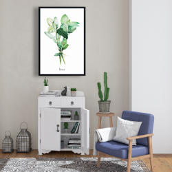 Framed 24 x 36 - Tied up basil leaves bundle - en