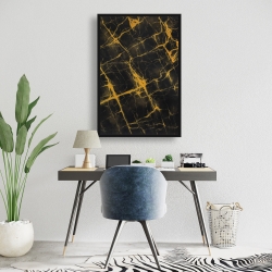 Framed 24 x 36 - Black and gold marble