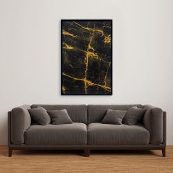 Framed 24 x 36 - Black and gold marble texture