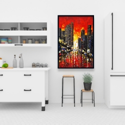 Framed 24 x 36 - Abstract sunset on the city