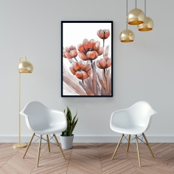 Framed 24 x 36 - Watercolor red flowers