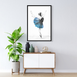 Framed 24 x 36 - Small blue ballerina