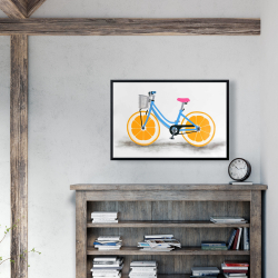 Framed 24 x 36 - Orange wheel bike