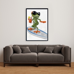 Framed 24 x 36 - Funny frog surfing