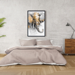 Framed 24 x 36 - Beautiful golden elephant