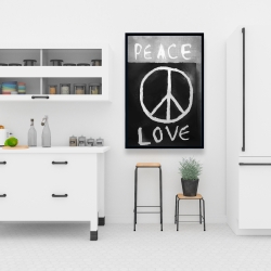 Framed 24 x 36 - Peace love monochrome