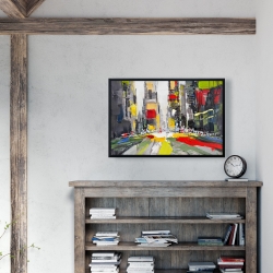 Framed 24 x 36 - Abstract texturized cityscape